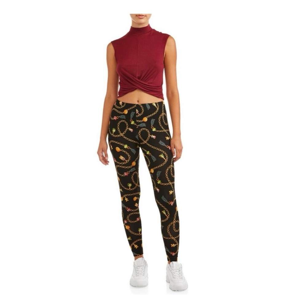 Christmas Gingerbread Charms Jewelry Leggings Size X-Large 15/17 No Boundaries - Picture 1 of 7